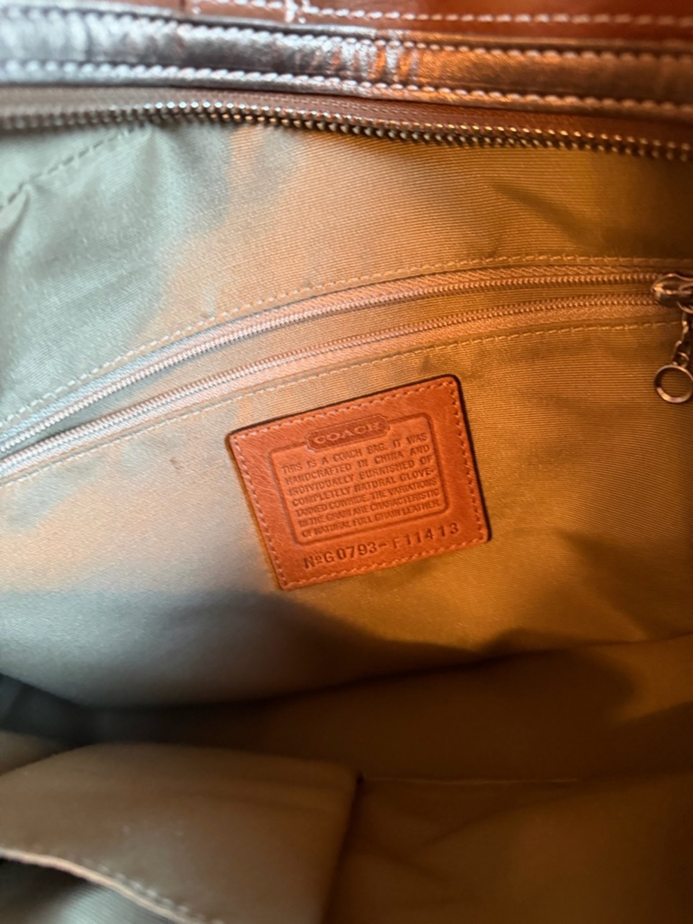 Coach Brown Leather Satchel with Braided Metallic Handles - Picture 12 of 12